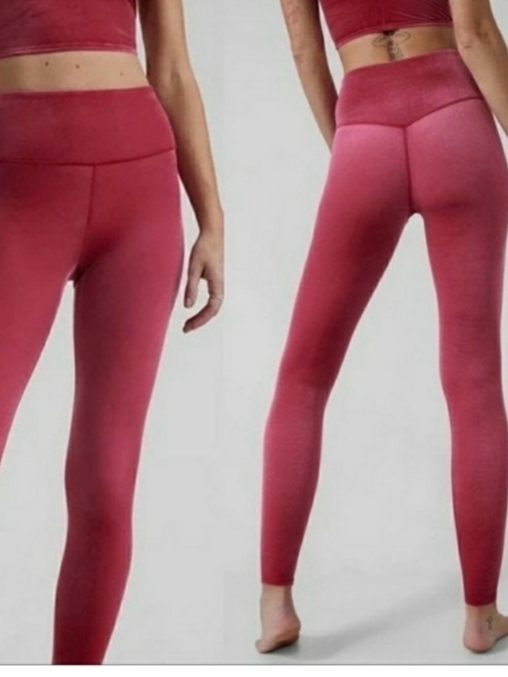 Athleta Berry Pink Elation Velvet Tight Leggings Size Medium